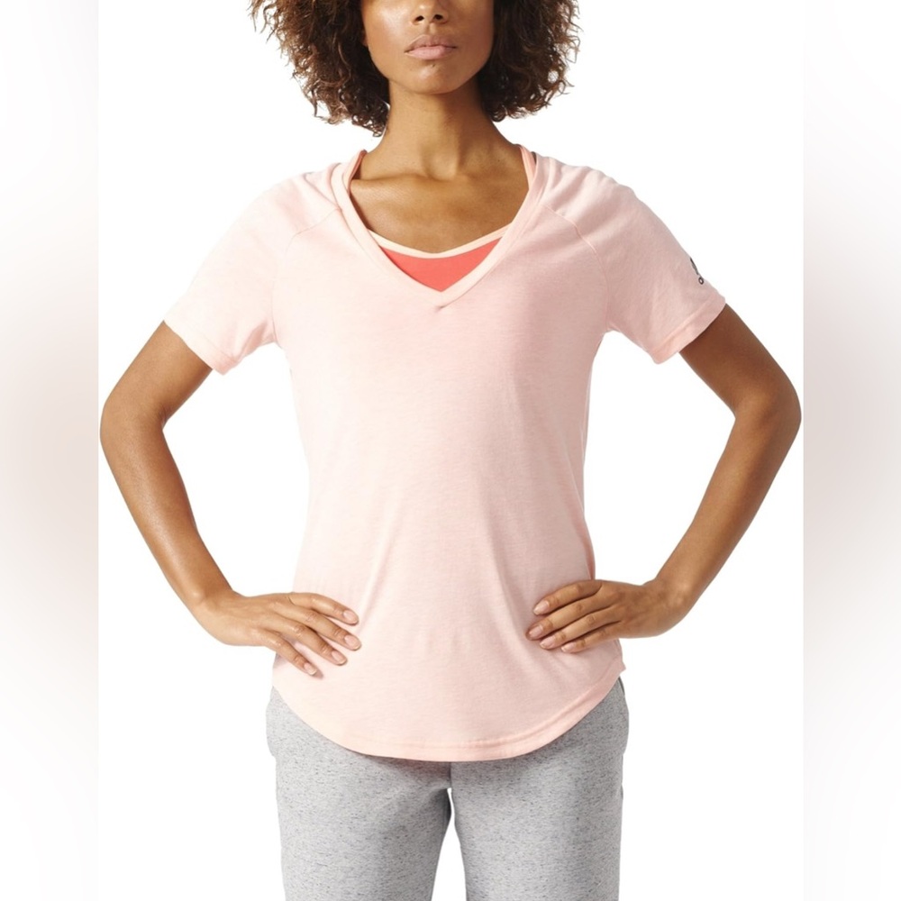 Adidas Women's Image T-Shirt, Pink/Orange/Salmon Color, Size Small